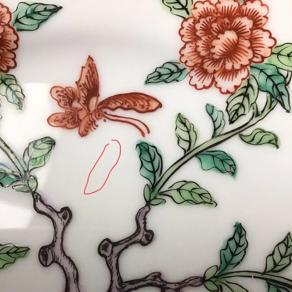 Vintage Japanese Porcelain Plate Painted Flowers & Butterflies‎ Decor